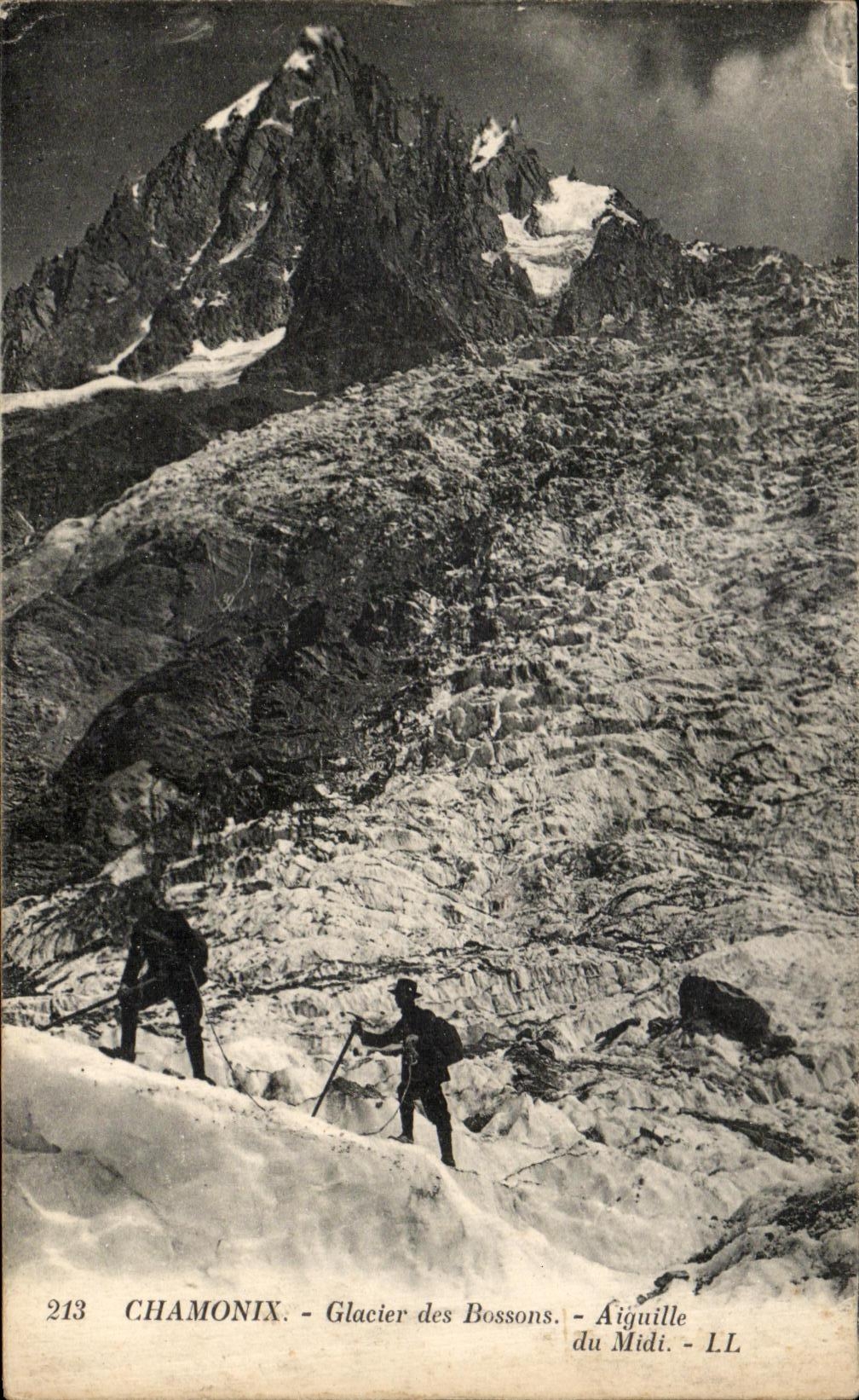 VINTAGE POSTCARD Chamonix Glacier of Let us work Needle of the South alpinism