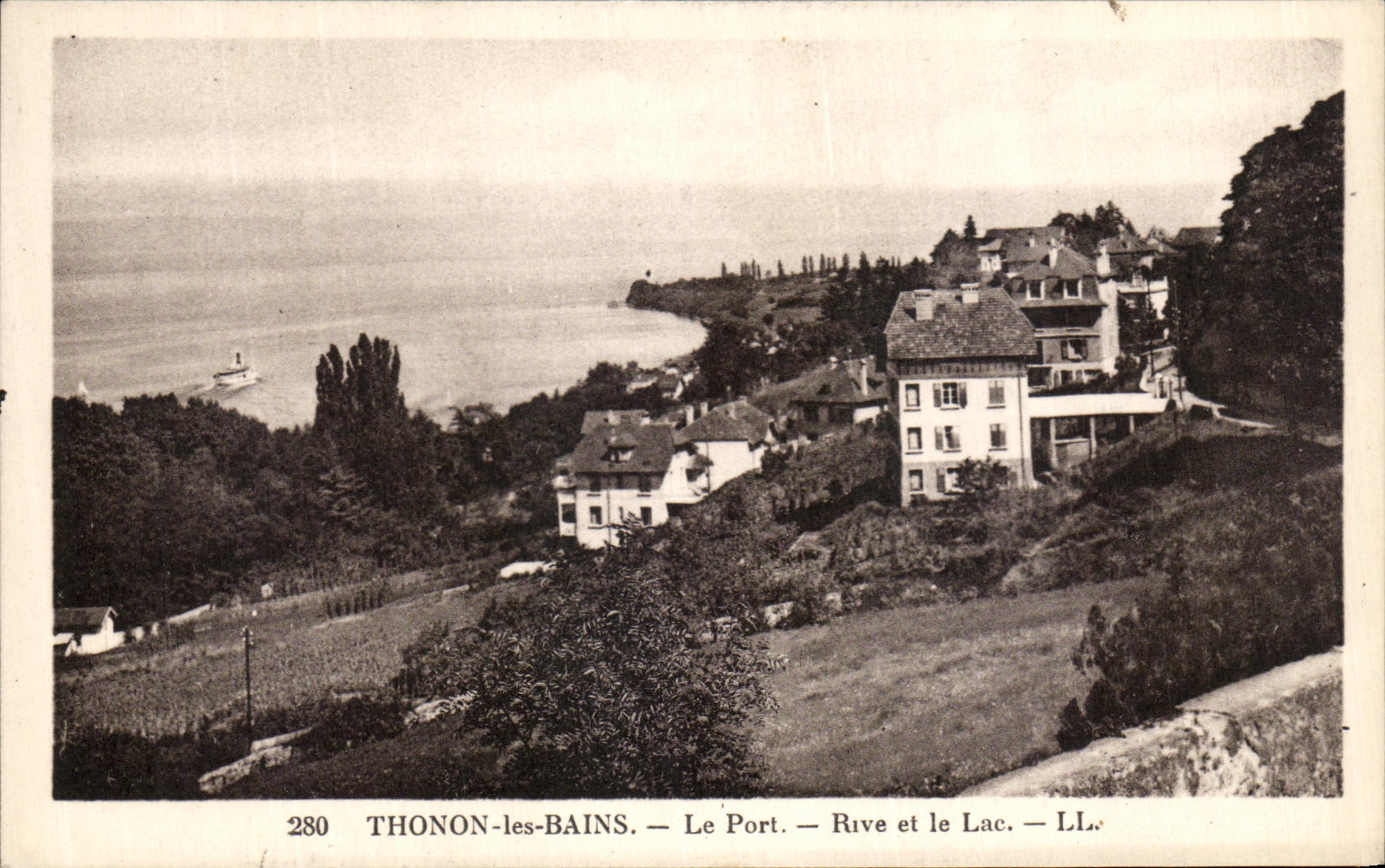 VINTAGE POSTCARD Thonon les Bains the Port Rivets and the Lake