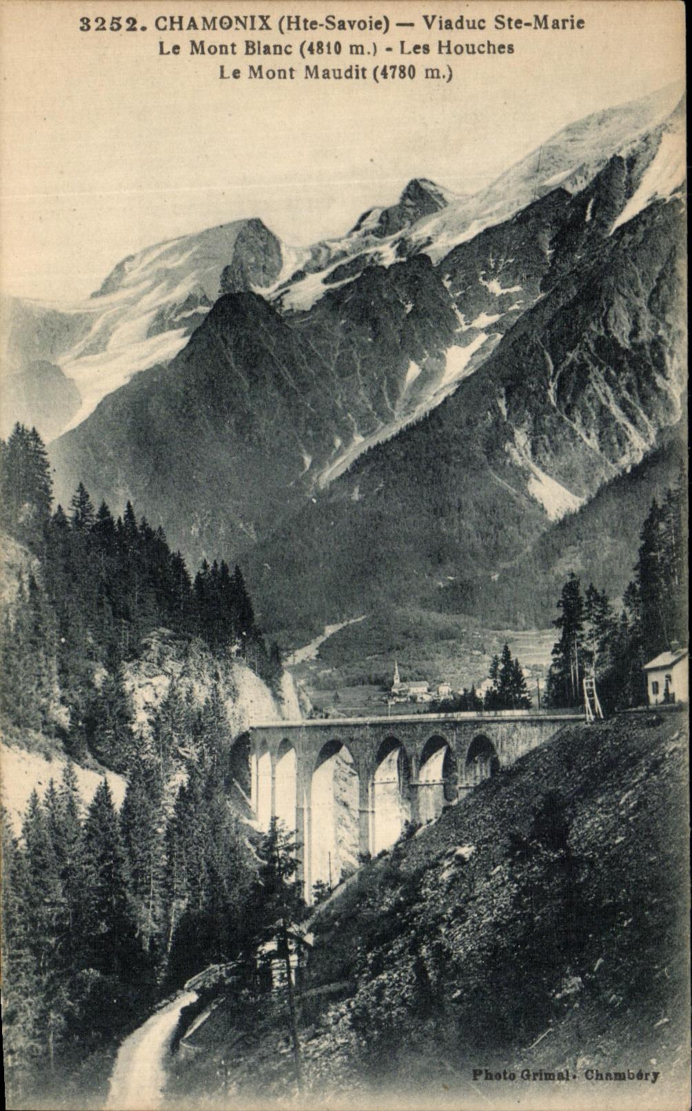 VINTAGE POSTCARD Chamonik Mont Blanc Viaduct co  Marie Mont Blanc Houches the Cursed Mount