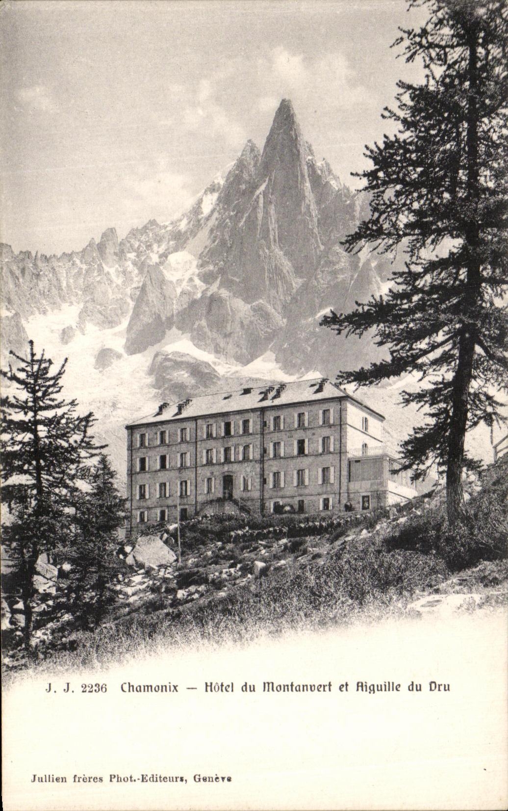 VINTAGE POSTCARD Chamonix Hotel of Montanvert and Aiguille Thickly