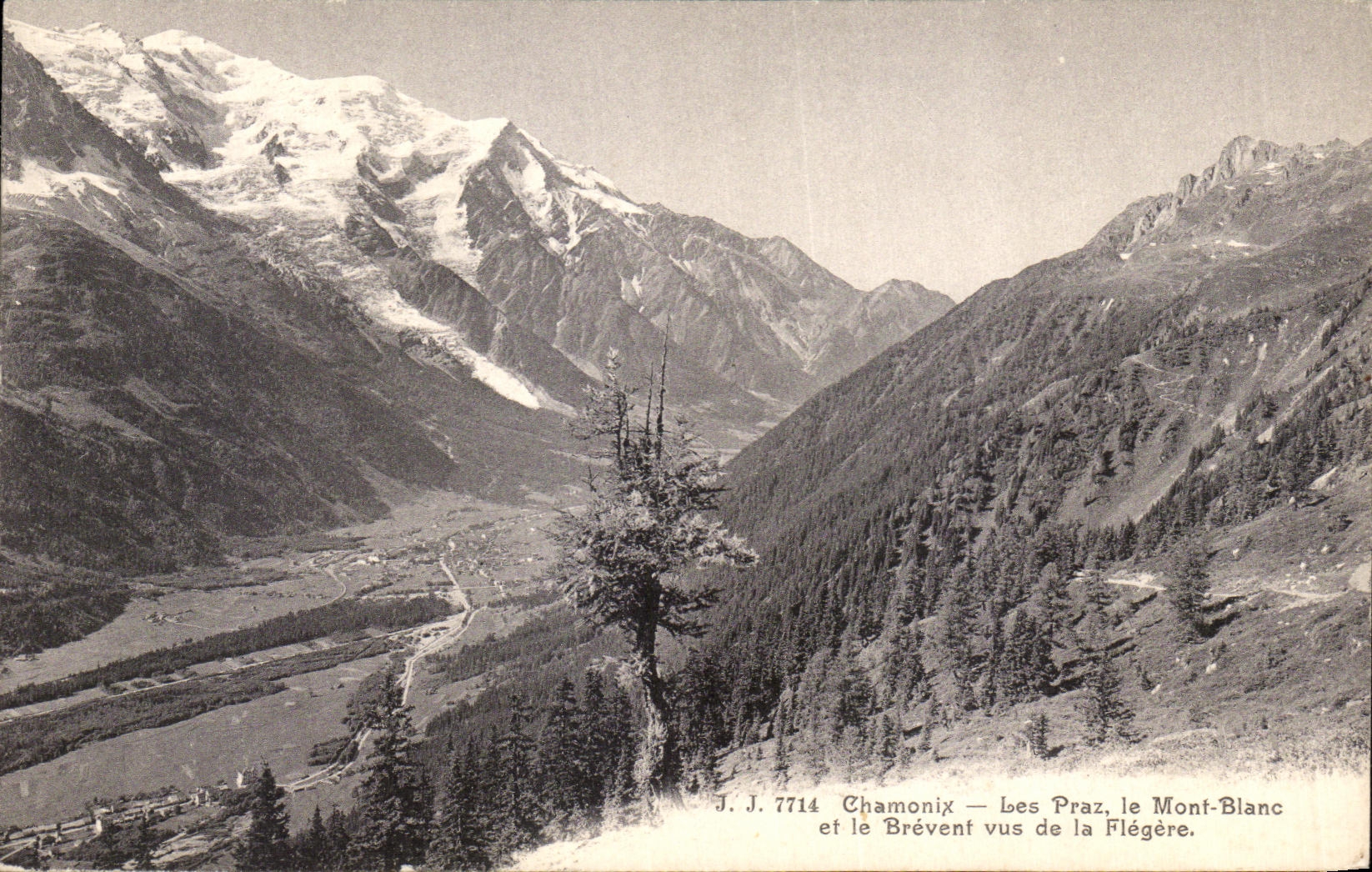 VINTAGE POSTCARD Chamonix Praz the Mont Blanc and Brevent seen of Flegere