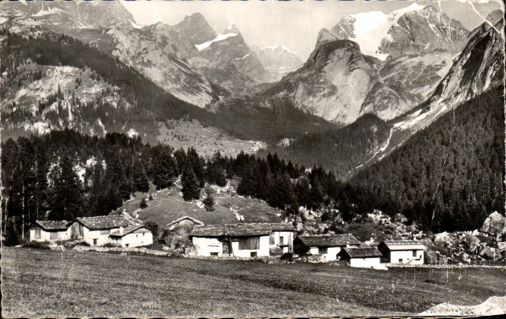 VINTAGE POSTCARD Pralognan Vanoise Hamlet of Challiere and Col of Vanoise