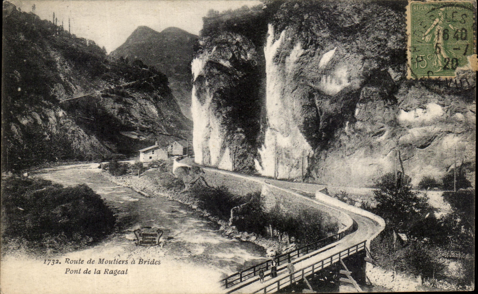 VINTAGE POSTCARD Route of Moutiers has Brides Bridge of Rageal