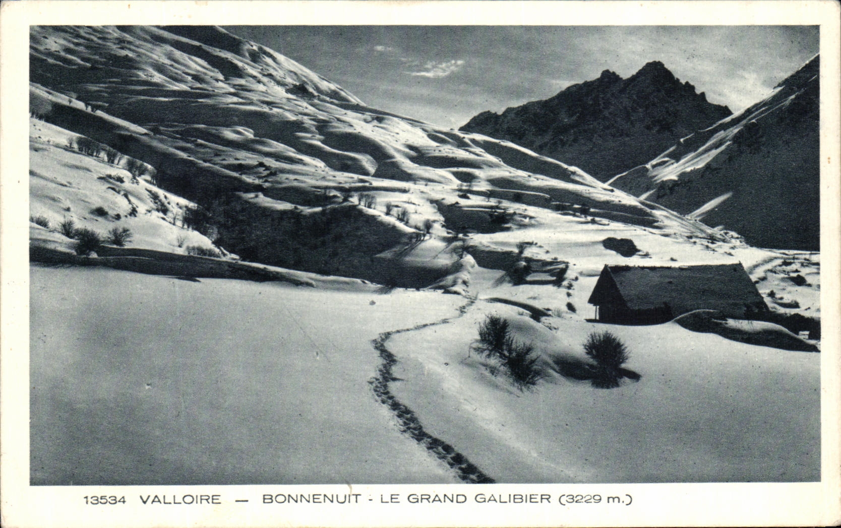 VINTAGE POSTCARD Valloire Bonnenuit Large Galibier