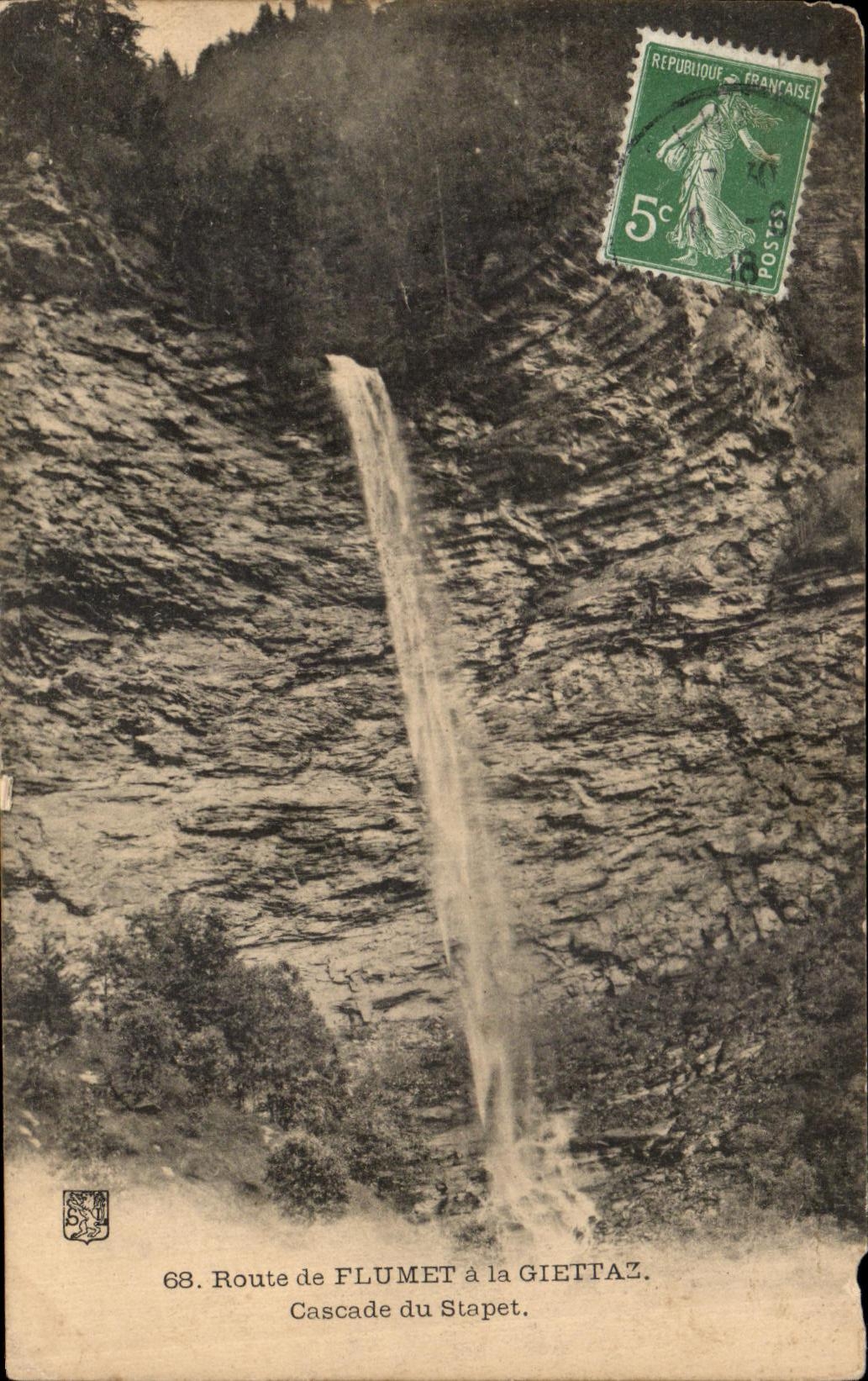 VINTAGE POSTCARD Route of Flumet to Giettaz Cascades of Stapet