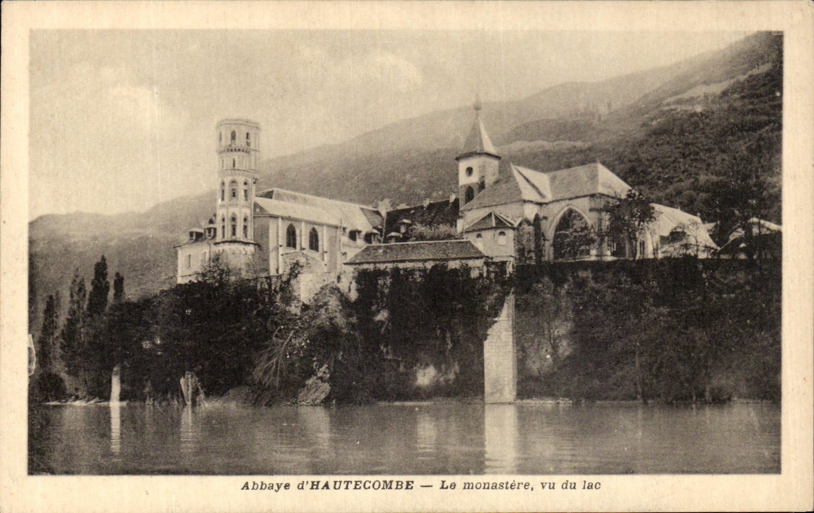 VINTAGE POSTCARD Abbey D Hautecombe the Monastery Seen of the Lake