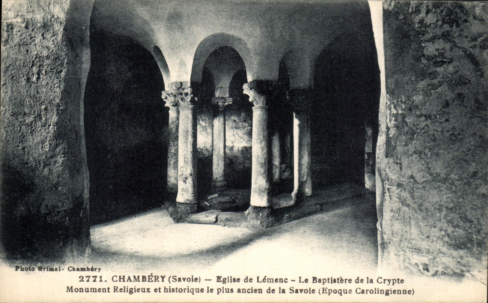 VINTAGE POSTCARD Chambery Church of Lemenc the Baptistry of the crypt