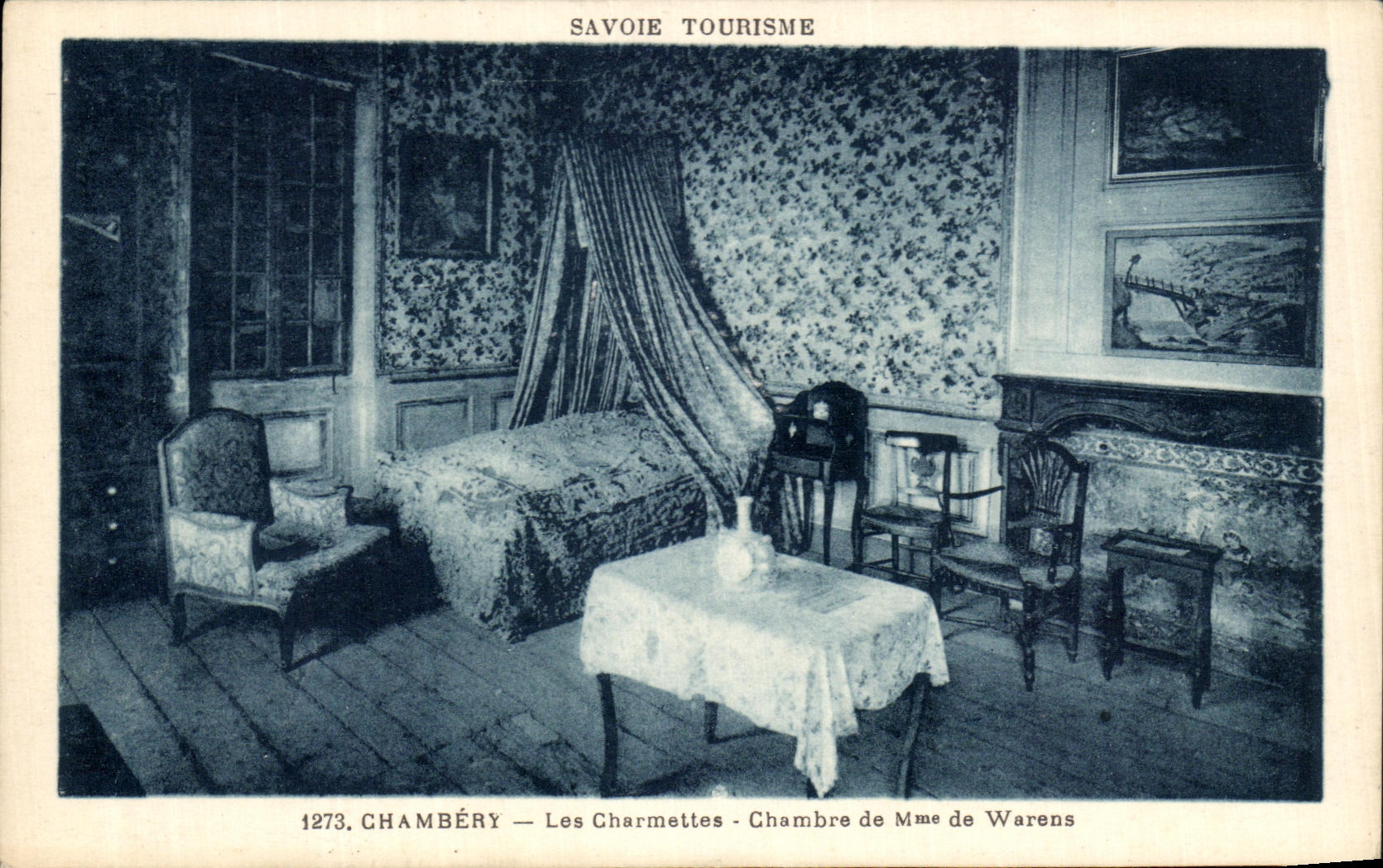 VINTAGE POSTCARD Chambery Charmettes Room of Mrs  de Warens