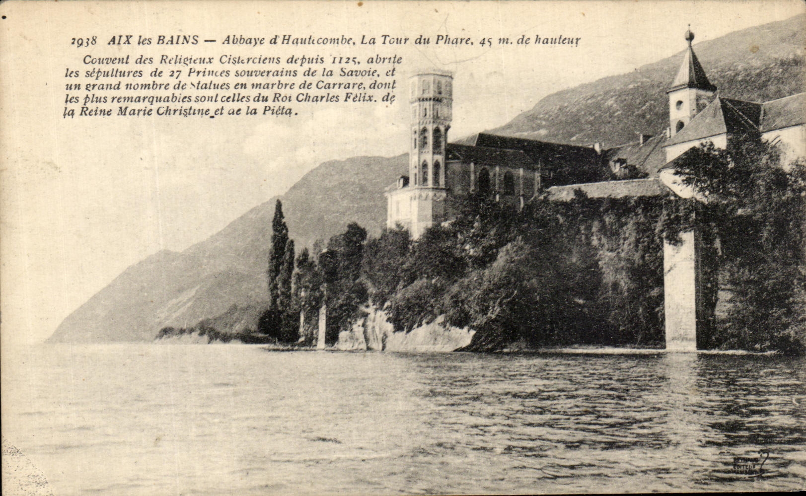 VINTAGE POSTCARD Aix les Bains Abbey D Hauticombe the Tower of the Lighthouse
