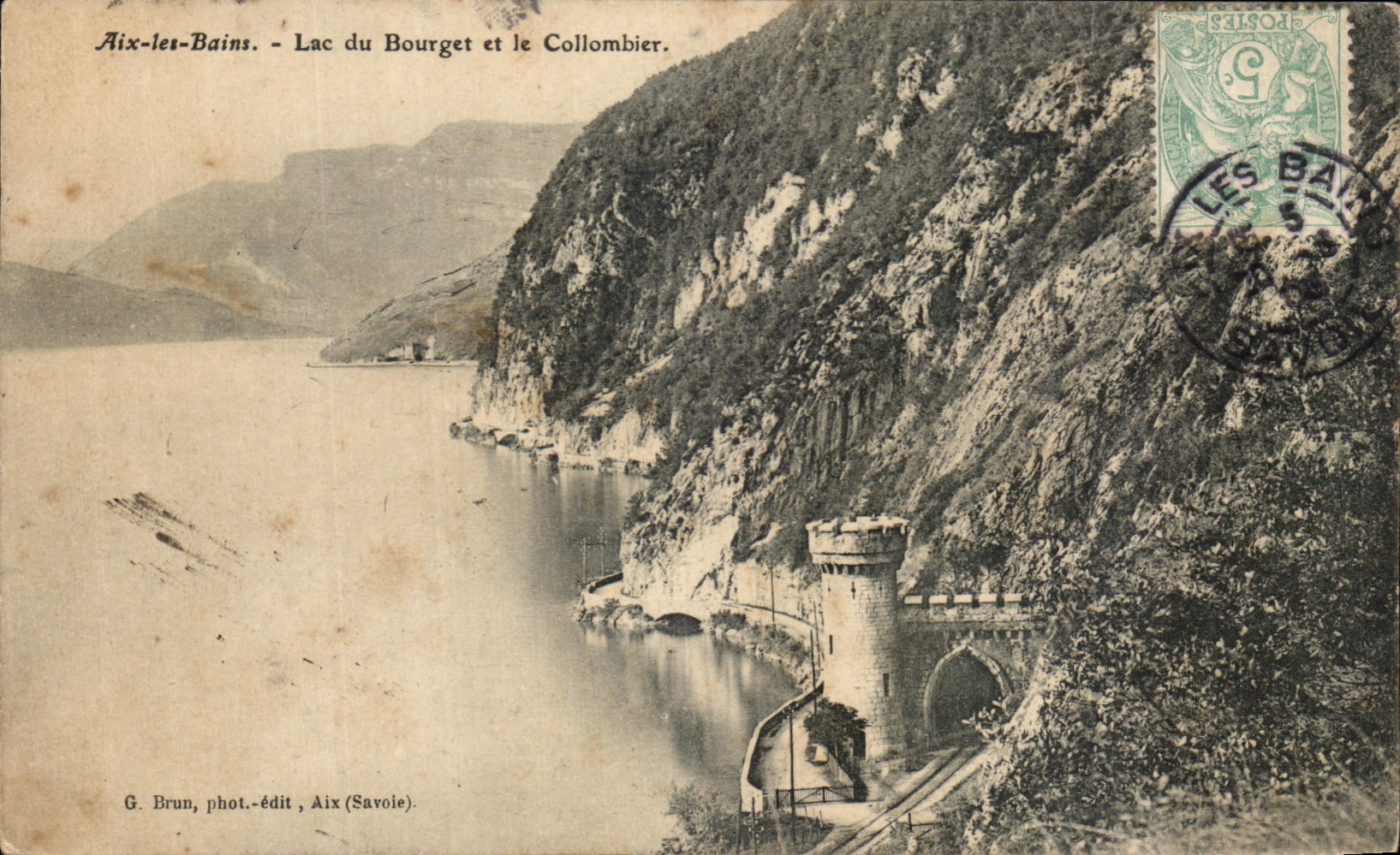 VINTAGE POSTCARD Aix les Bains Lake of Le Bourget and the Dovecote
