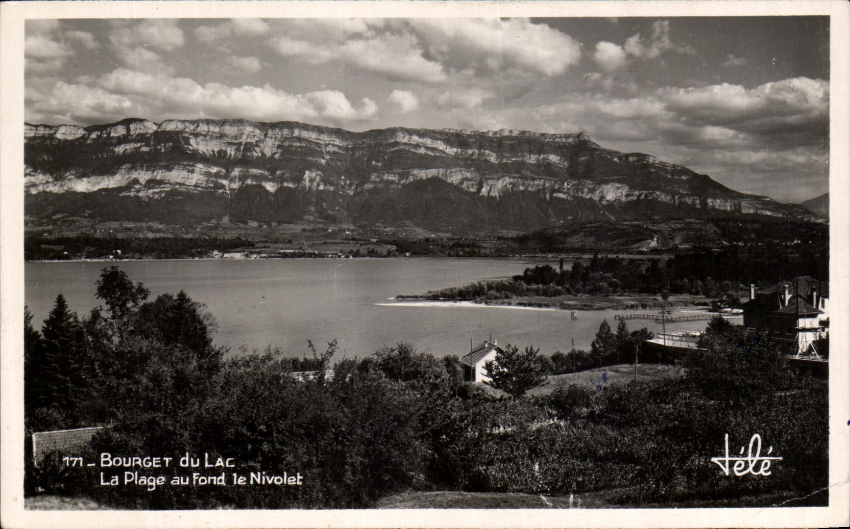 VINTAGE POSTCARD Aix les Bains Le Bourget of the Lake the Beach At the Bottom Nivolet