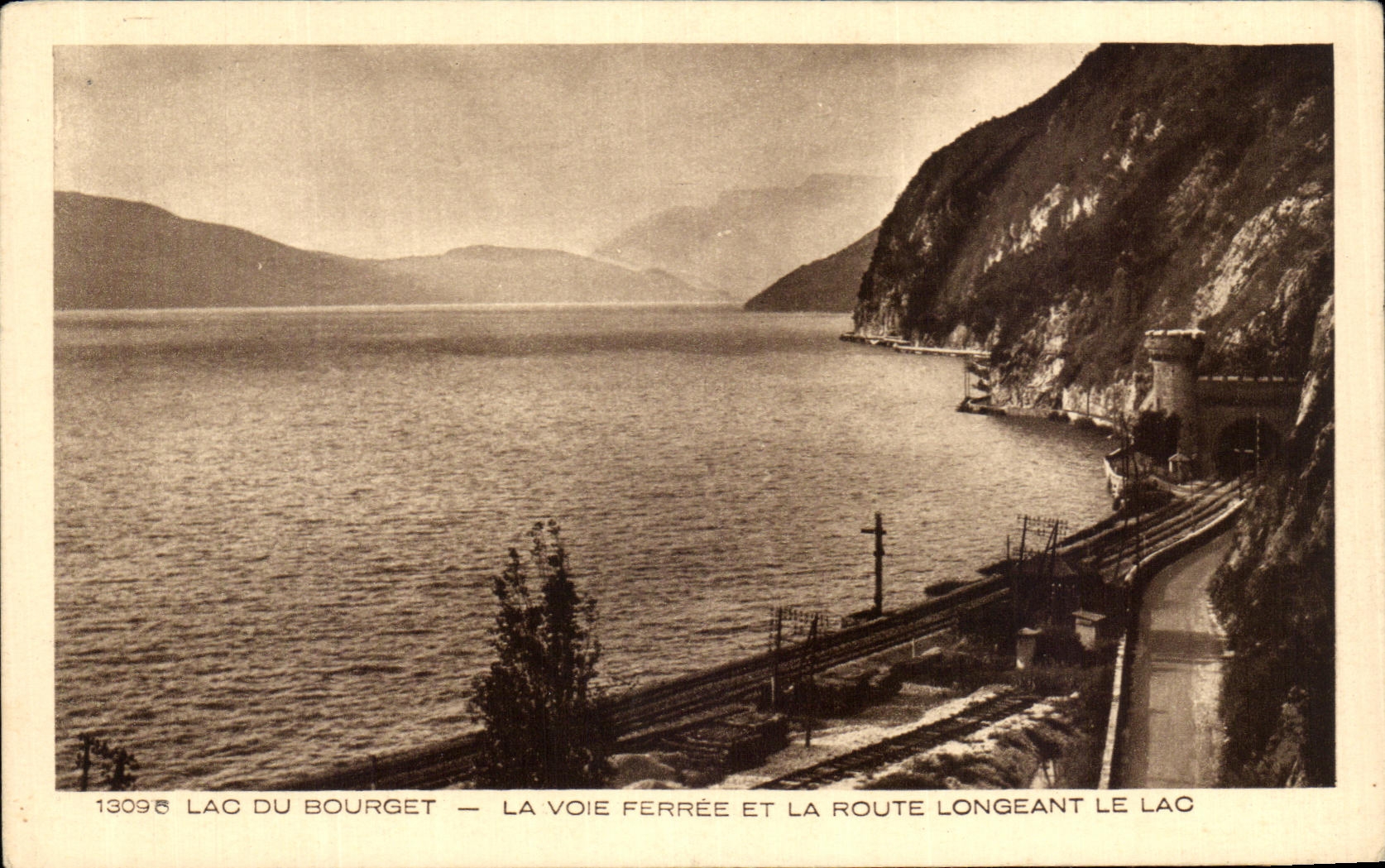 VINTAGE POSTCARD Lake Of Le Bourget the Railway And the Road Skirting the lake