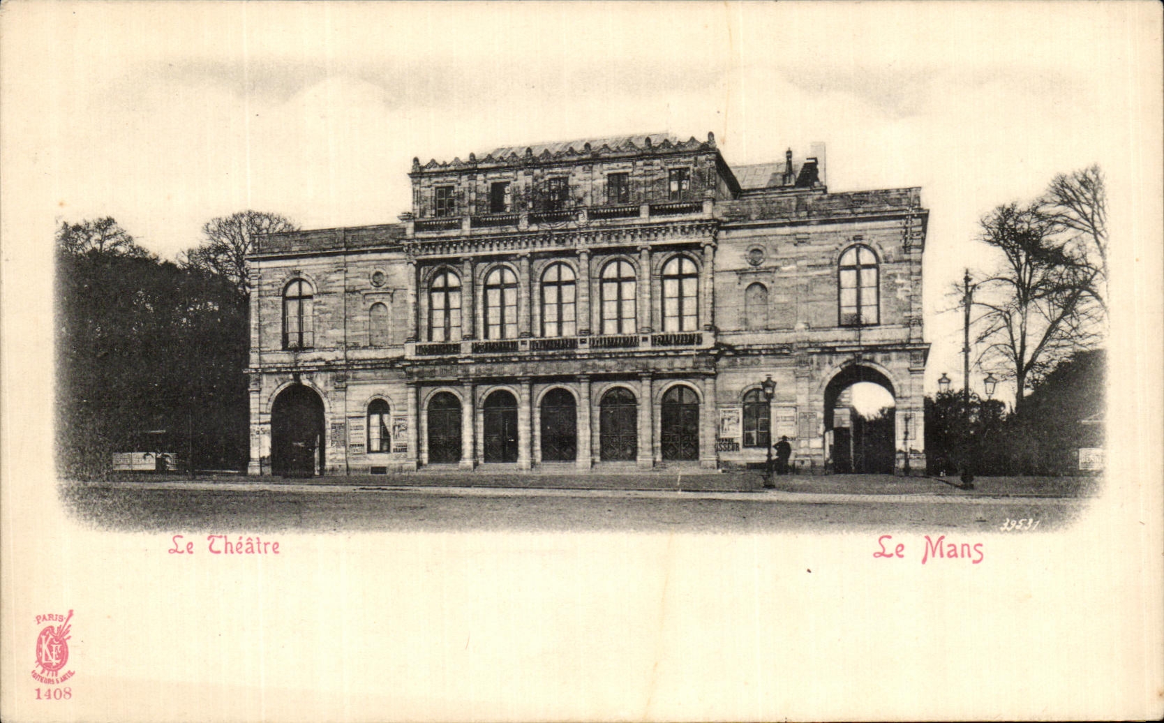 VINTAGE POSTCARD Mans the theater
