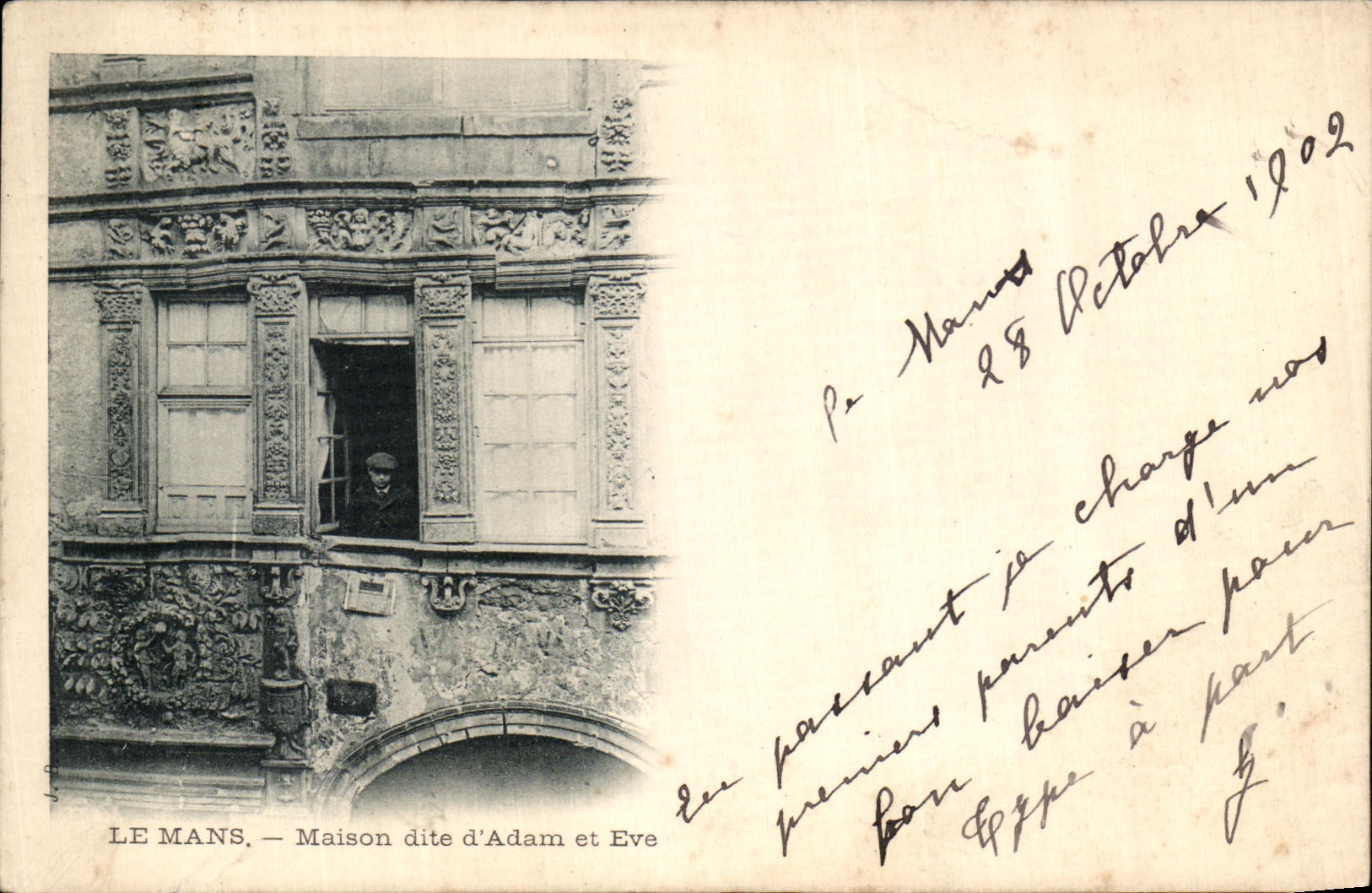VINTAGE POSTCARD Mans House known as D Adam and Eve