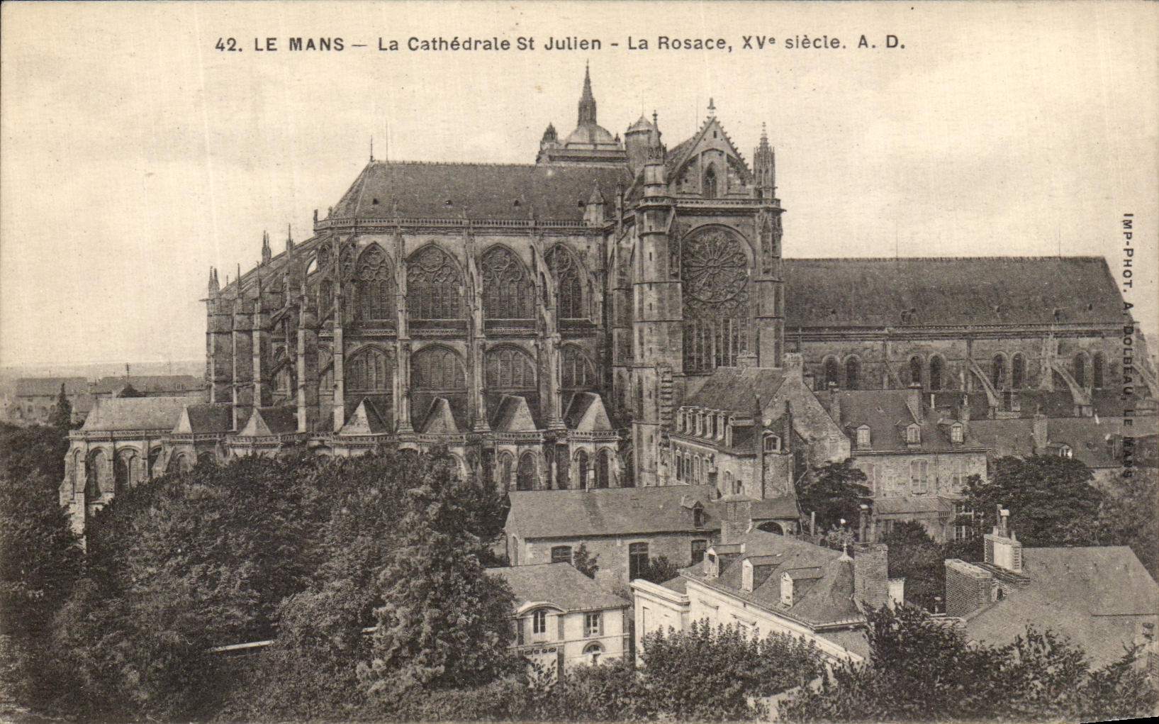 VINTAGE POSTCARD Mans the Cathedral St Julien the Rosette
