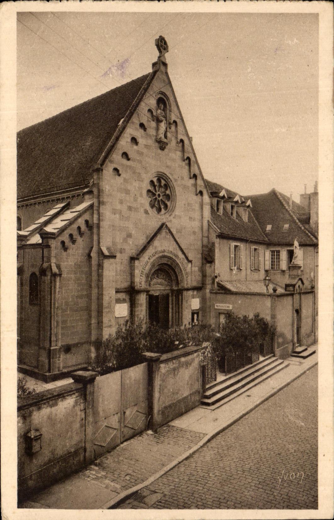 VINTAGE POSTCARD Paray Monial Vault and Exterior facade of the monastery of the Visitation of Paray