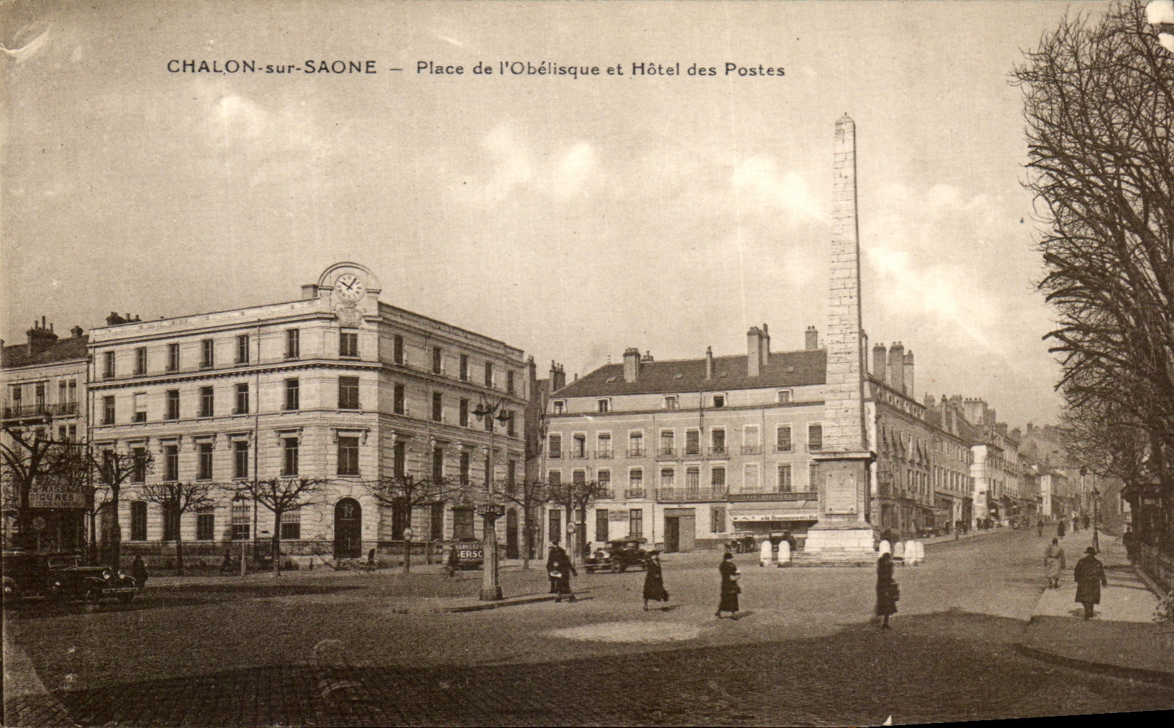 VINTAGE POSTCARD Chalon On the Saone Places L Obelisk And Post office building