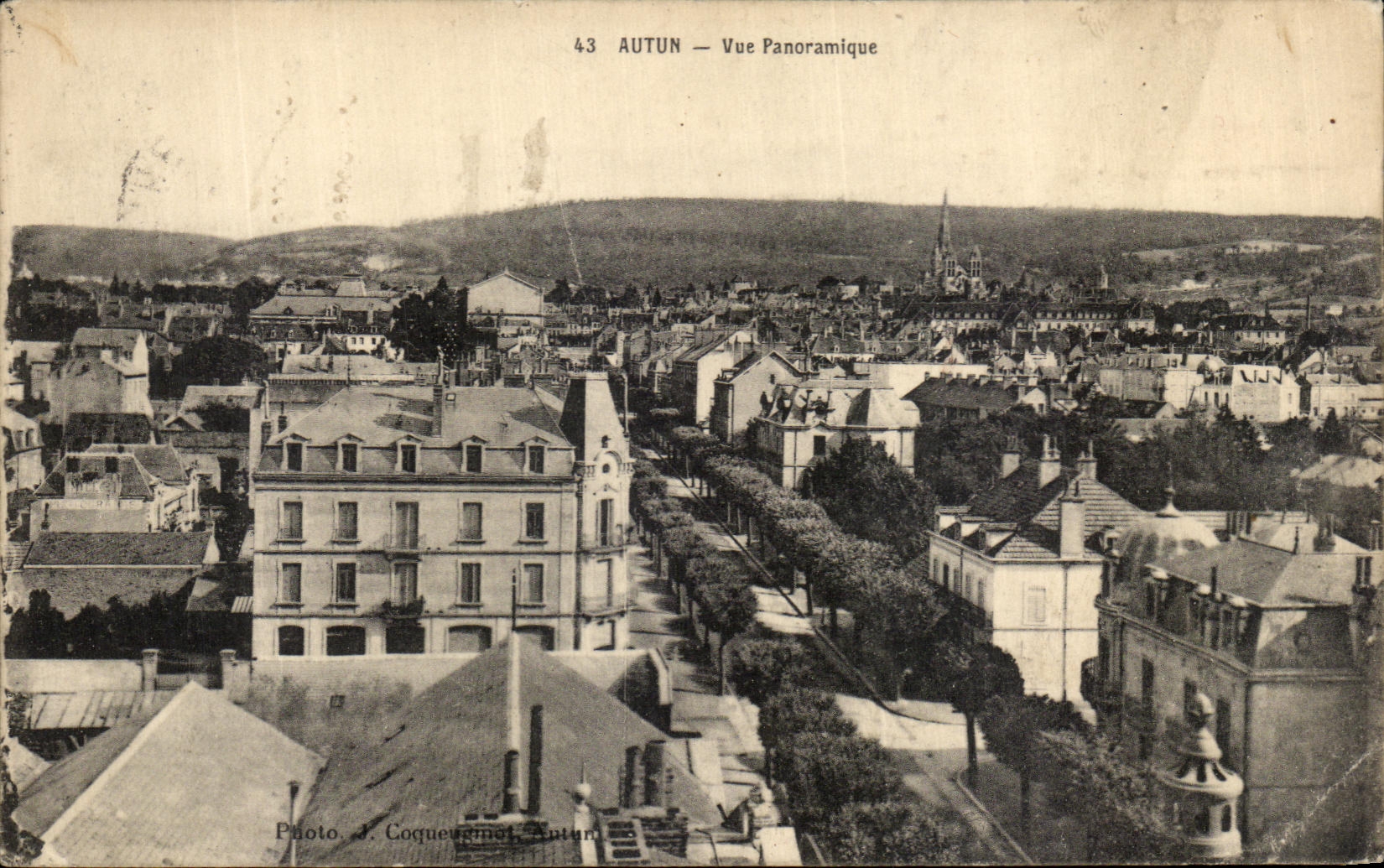 VINTAGE POSTCARD Autun Panoramic View