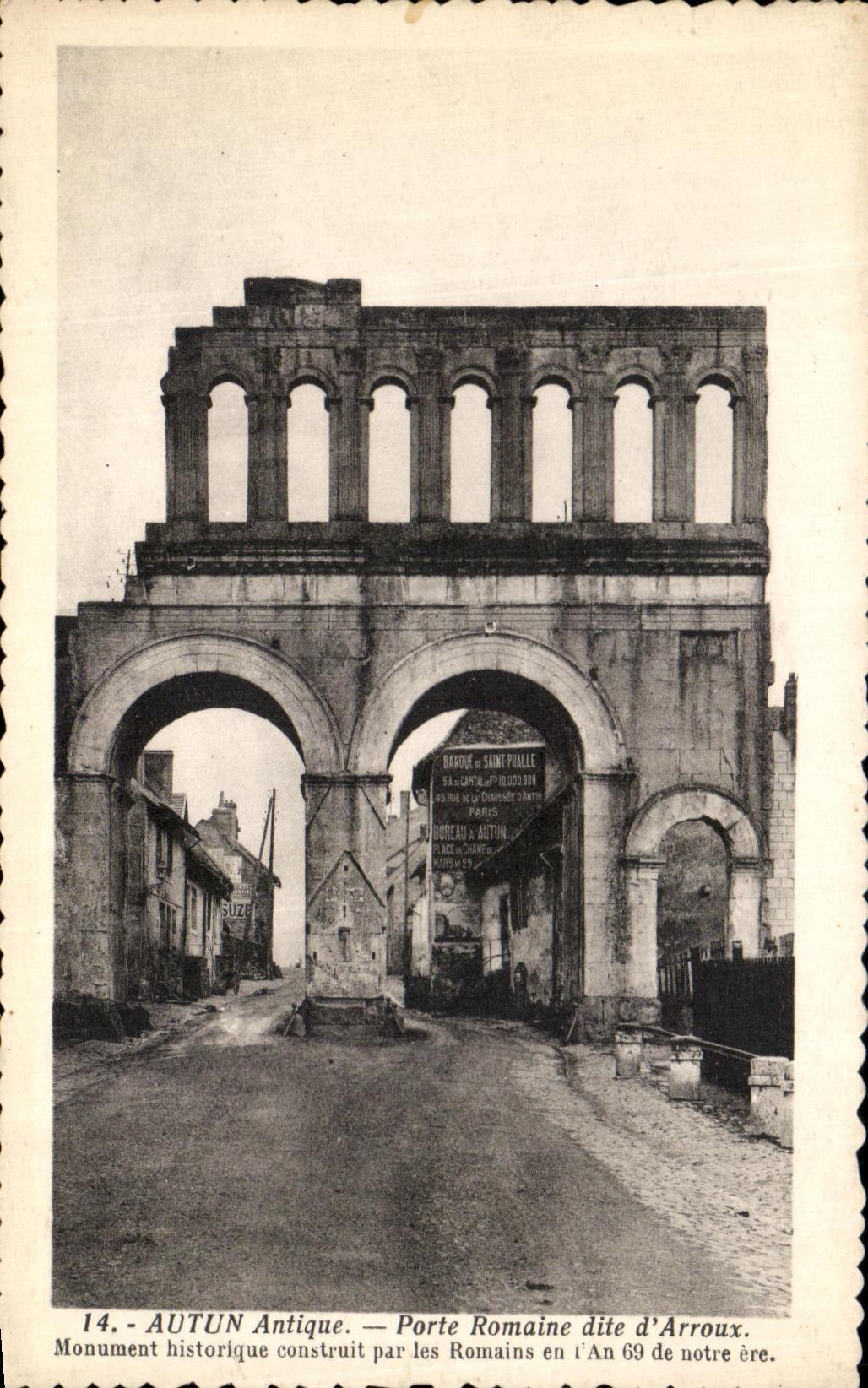 VINTAGE POSTCARD ancient Autun Carries Roman known as D Arroux