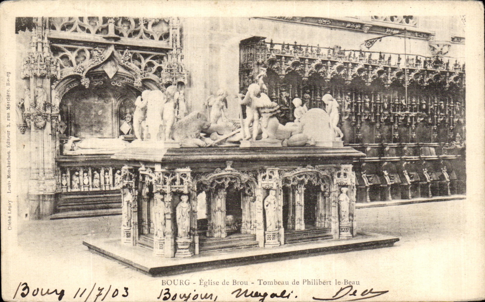 VINTAGE POSTCARD Borough Church Of Husks Tomb of Philibert Beautiful