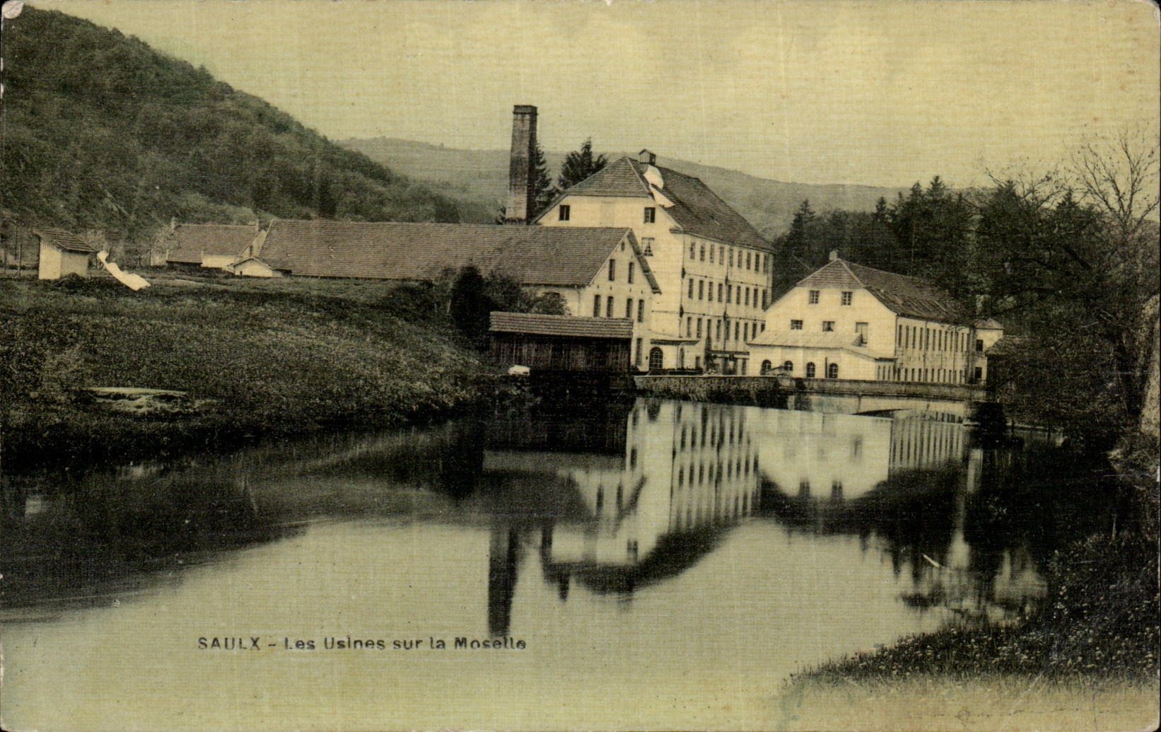 Las fabricas de Saulx de la POSTAL de la VENDIMIA en el Mosela trazan toilee