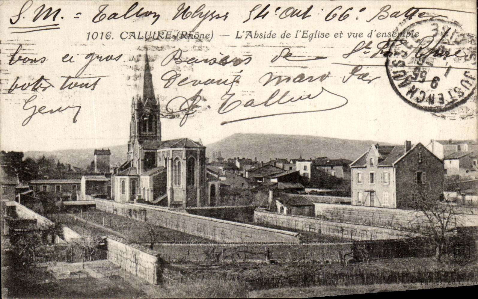 VINTAGE POSTCARD Caluire L Apse of L Church and Seen D together