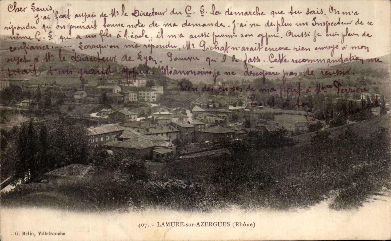 VINTAGE POSTCARD Lamure on Azergues