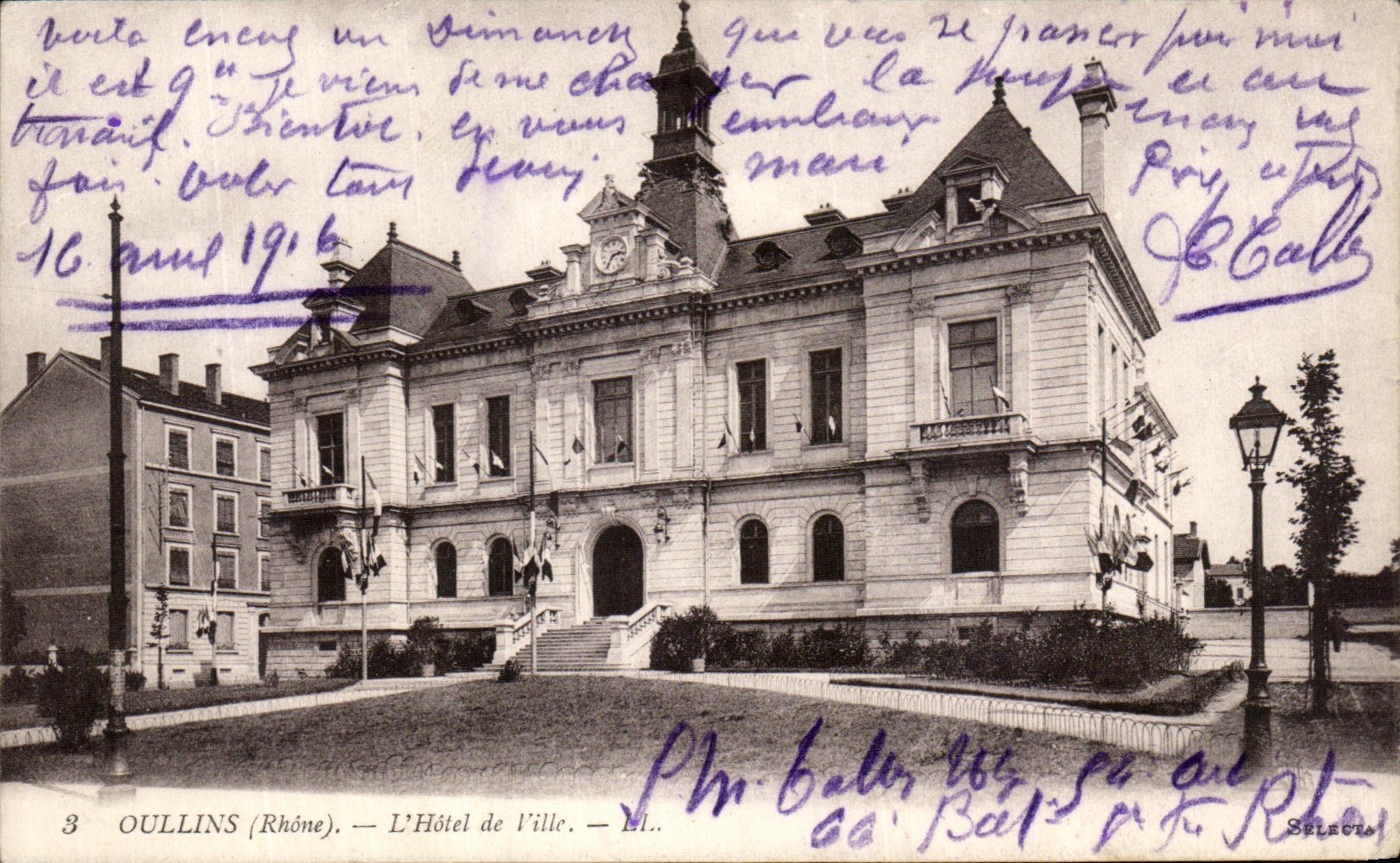 VINTAGE POSTCARD Oullins L Hotel of L ille
