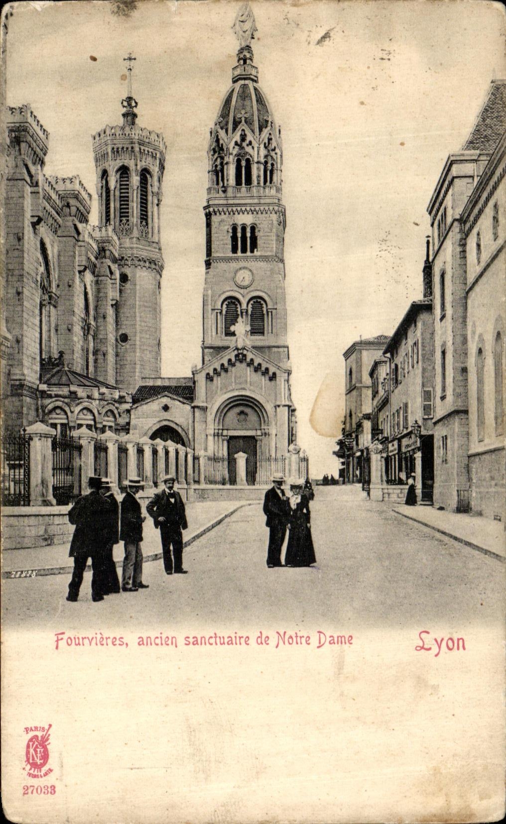 VINTAGE POSTCARD Lyon Fourvieres old Sanctuary of Notre Dame