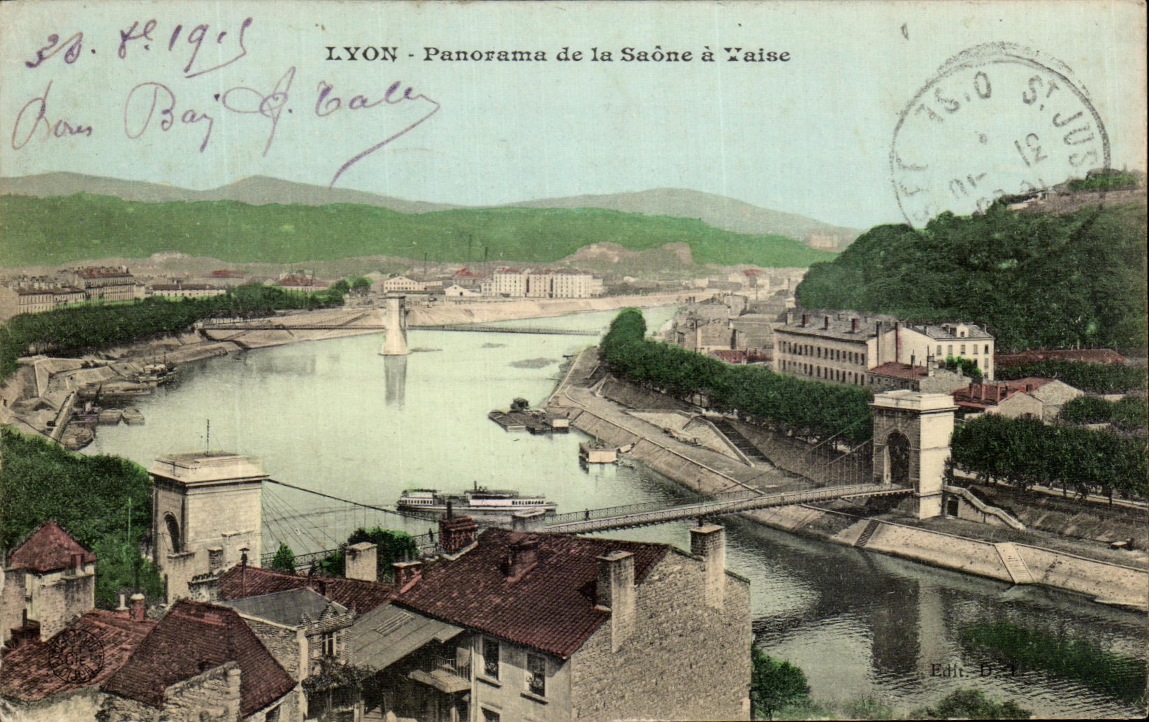VINTAGE POSTCARD Lyon Panorama of the Saone has Vaise