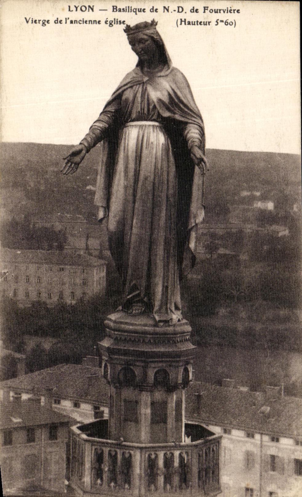 VINTAGE POSTCARD Lyon Basilica of NR D De Fourviere Virgin of L old church
