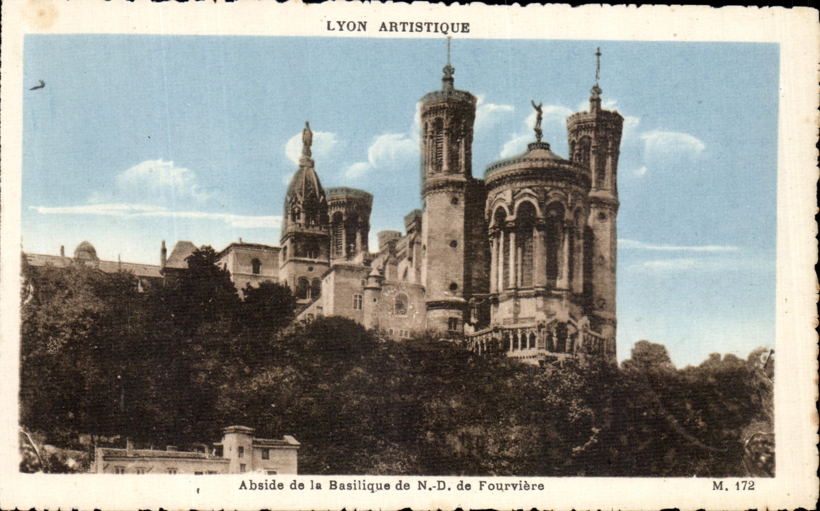 VINTAGE POSTCARD Lyon Artistque Apse of the Basilica NR D De Fourviere
