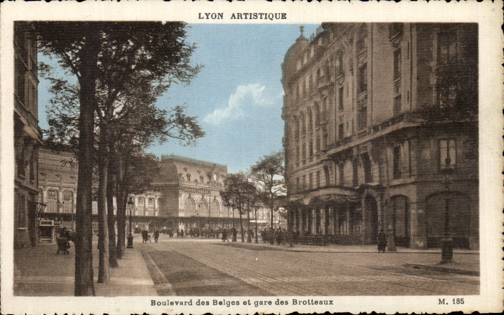 VINTAGE POSTCARD Lyon Artistque Boulevard of the Belgians And Station of Brotteaux