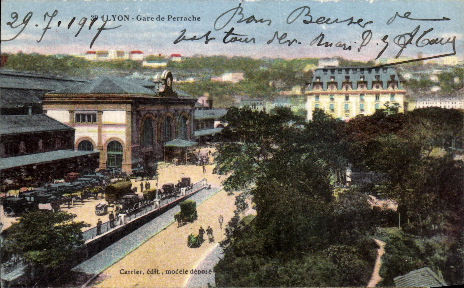 Parques de Lyon de la POSTAL de la VENDIMIA de Perrache