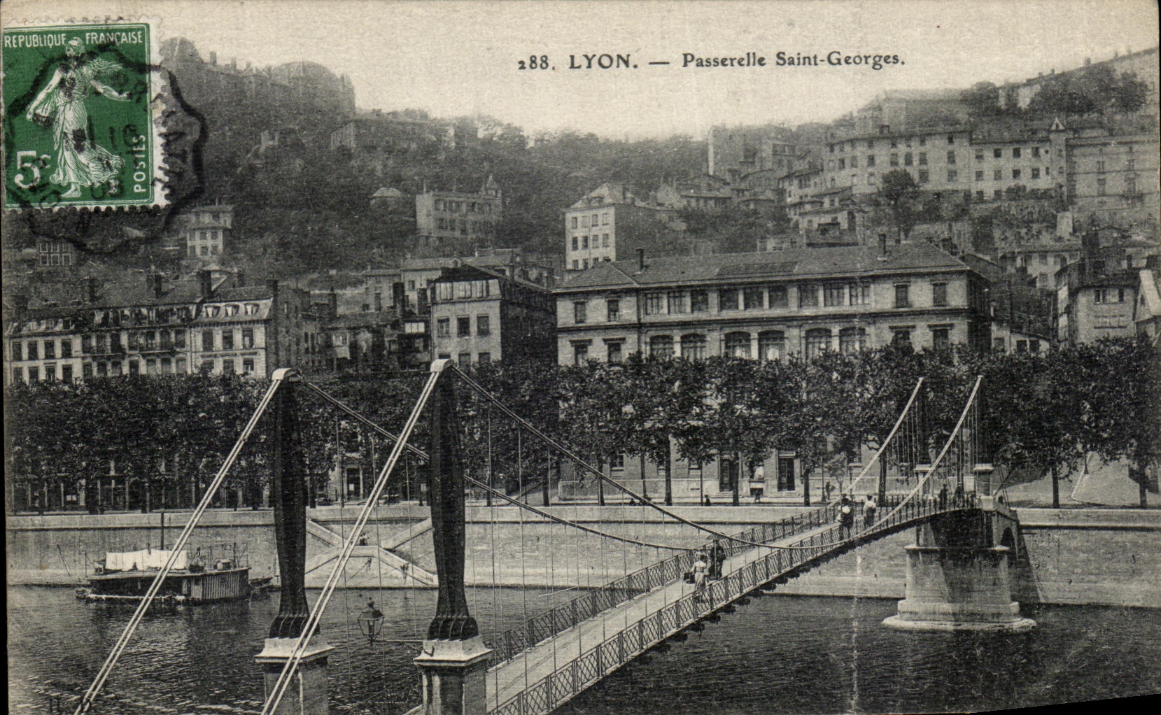 VINTAGE POSTCARD Lyon Footbridge Georges Saint