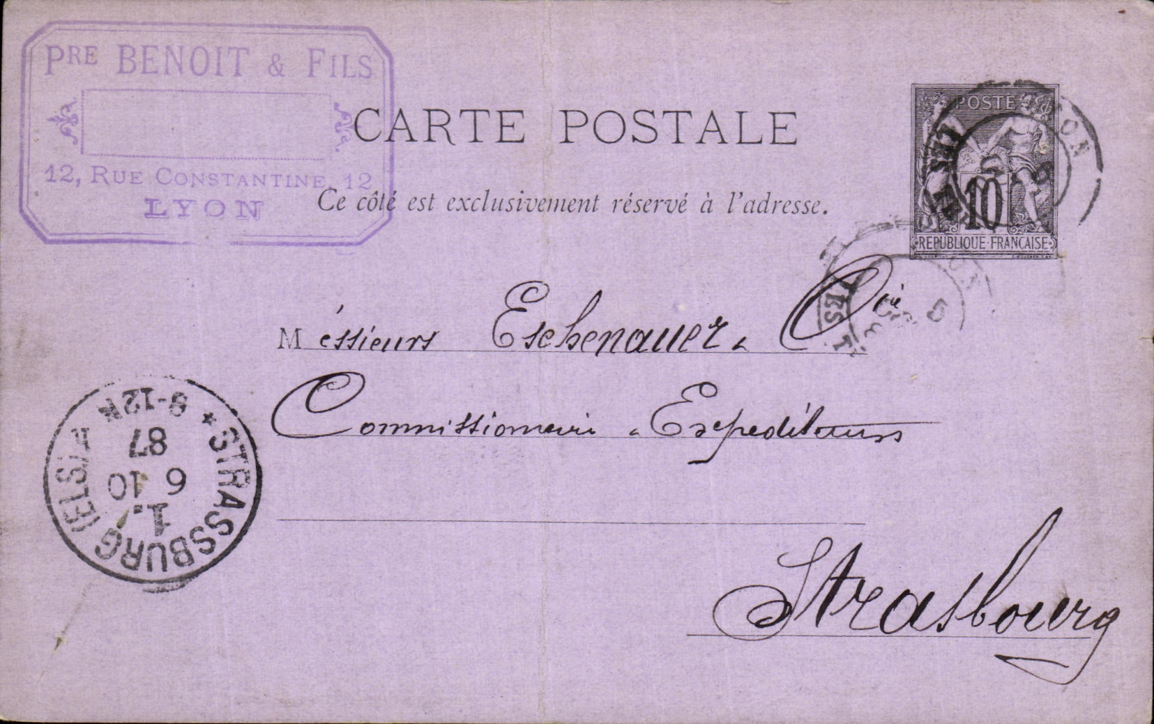 Wise standard chart 10c Lyon for Strasbourg Esehenauer