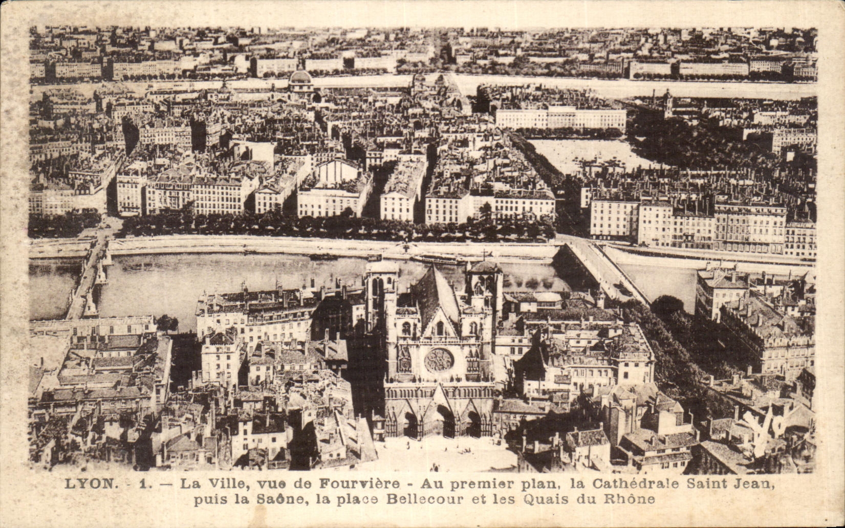 VINTAGE POSTCARD Lyon the City Seen De Fourviere