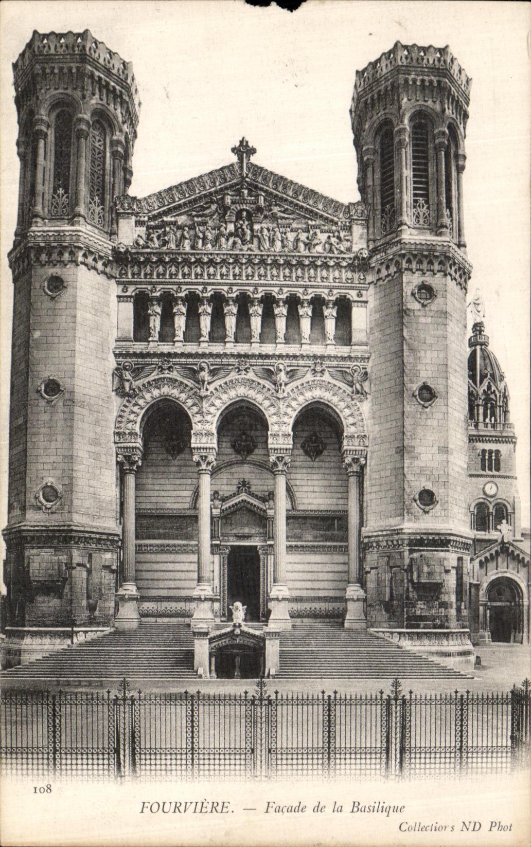 VINTAGE POSTCARD Fourviere Frontage of the Basilica