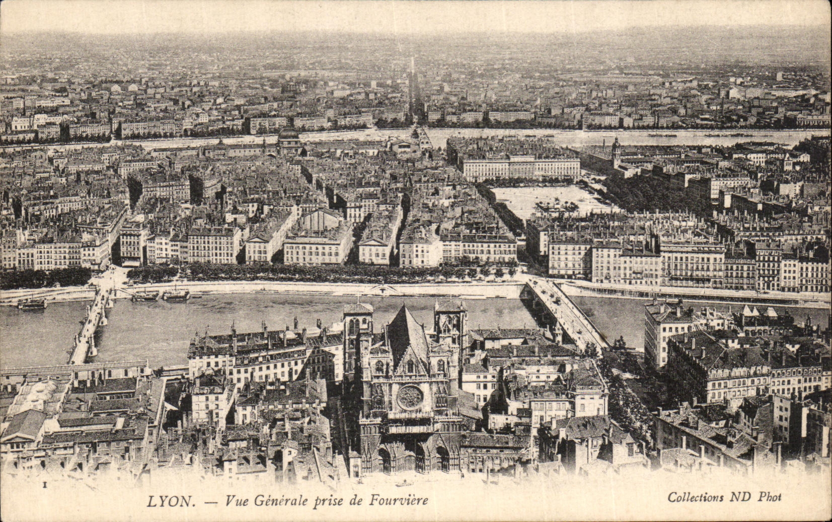 VINTAGE POSTCARD Lyon View Taken of Fourviere