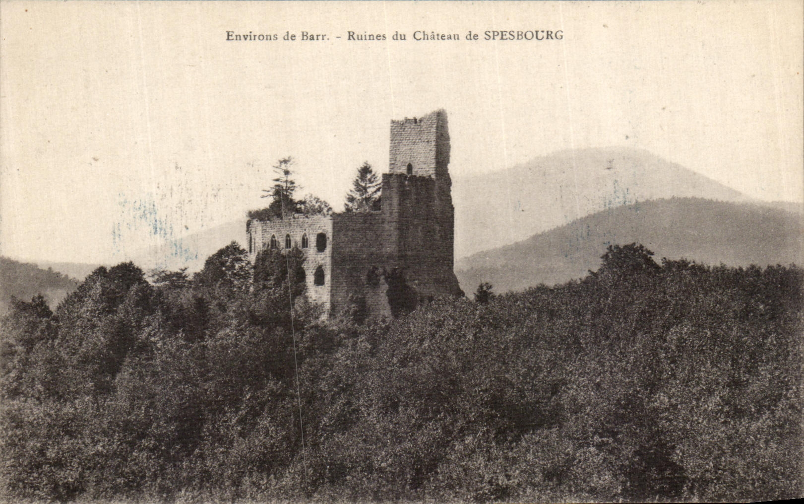 VINTAGE POSTCARD Surroundings De Barr Ruins Of the Castle of Spesbourg