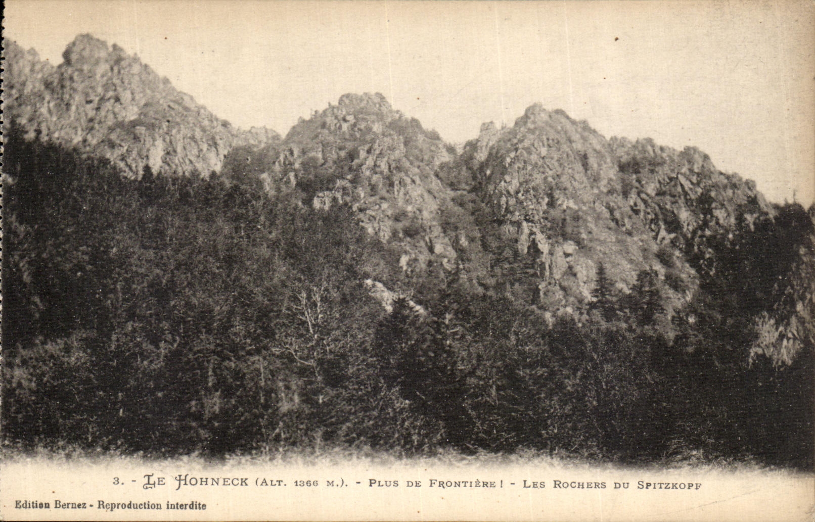 POSTAL Hohneck de la VENDIMIA mas rocas de la frontera de Spitzkopf