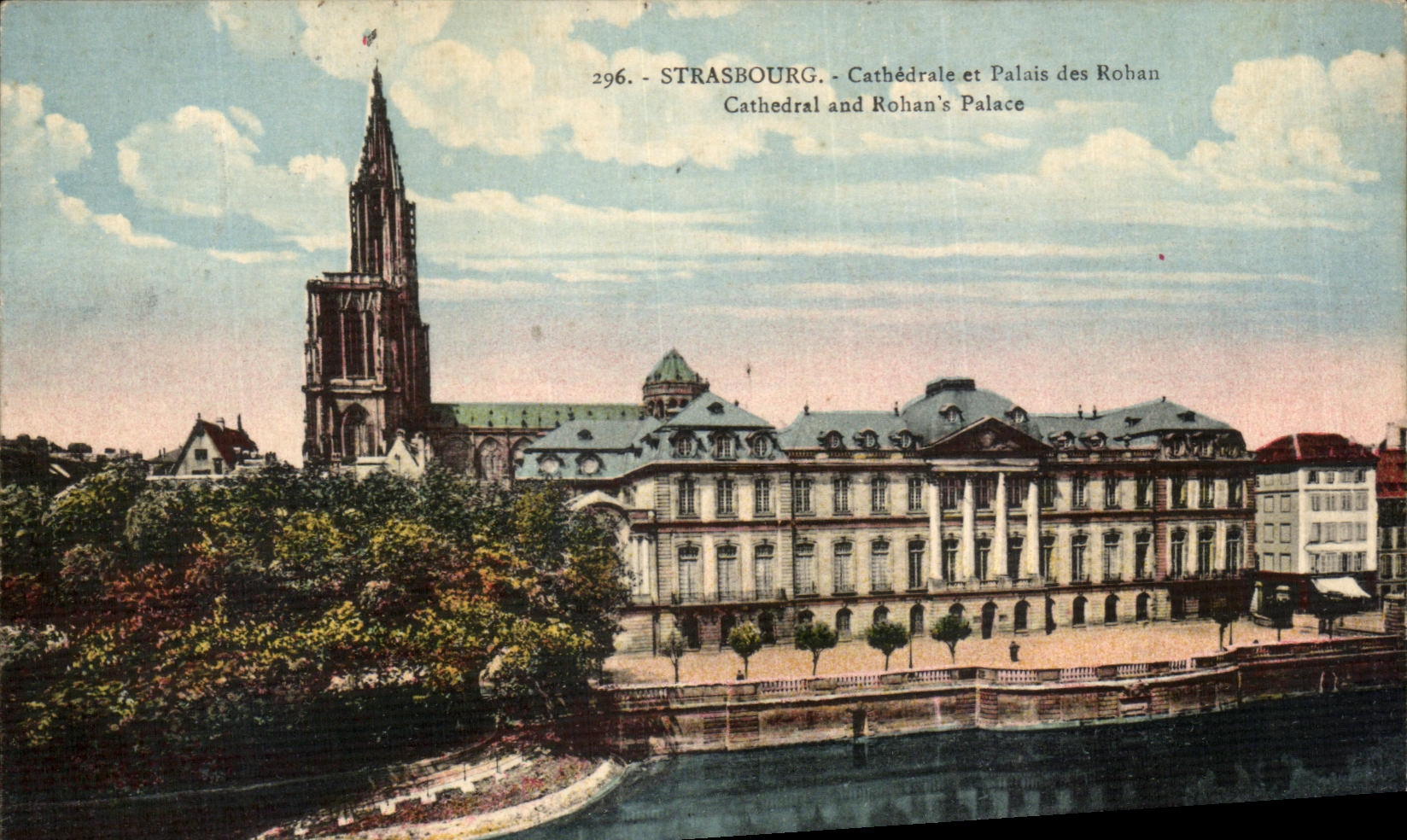 VINTAGE POSTCARD Strasbourg Cathedral and Palate of Rohan