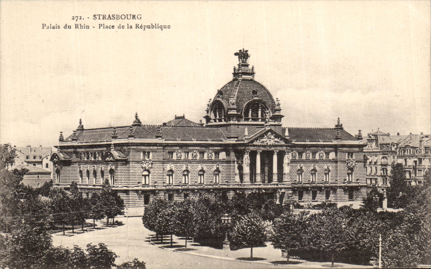VINTAGE POSTCARD Strasbourg Palais of the Rhine Places Republic