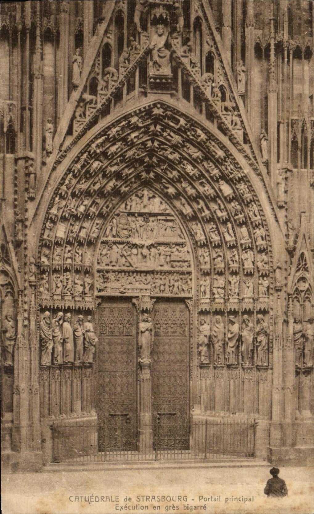 VINTAGE POSTCARD Strasbourg Portail principal sandstone Execution variegates