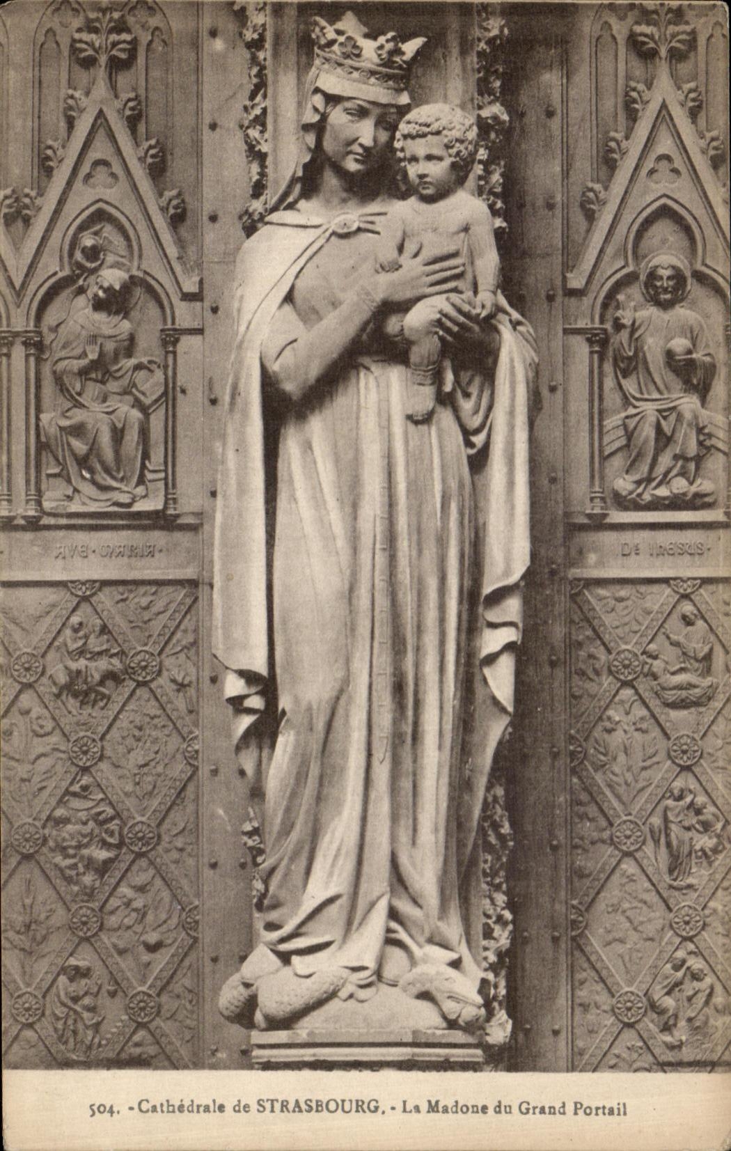 VINTAGE POSTCARD Strasbourg the Madonna of the Large Gate