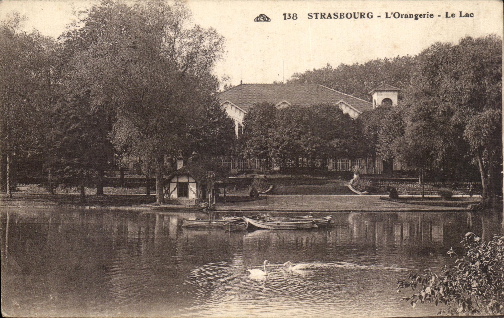 VINTAGE POSTCARD Strasbourg L Orangery the Lake