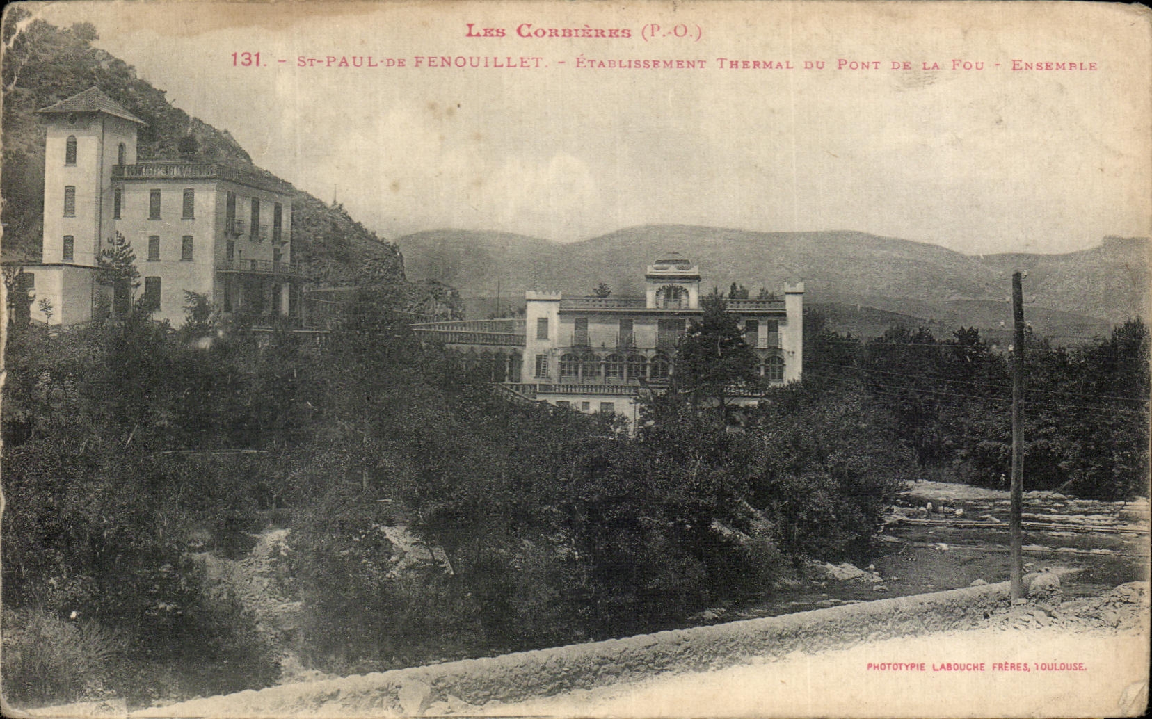 VINTAGE POSTCARD St Paul de Venouillet Hydropathic establishment of the bridge of the Insane Unit