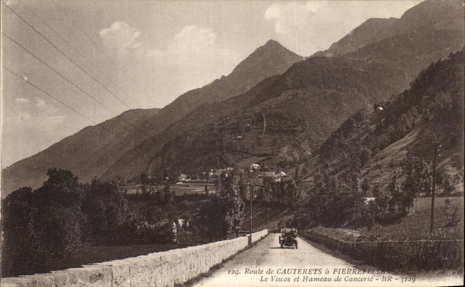 VINTAGE POSTCARD Route of Cauterets has Pierrefitte Viscos and hamlet of Cancerie