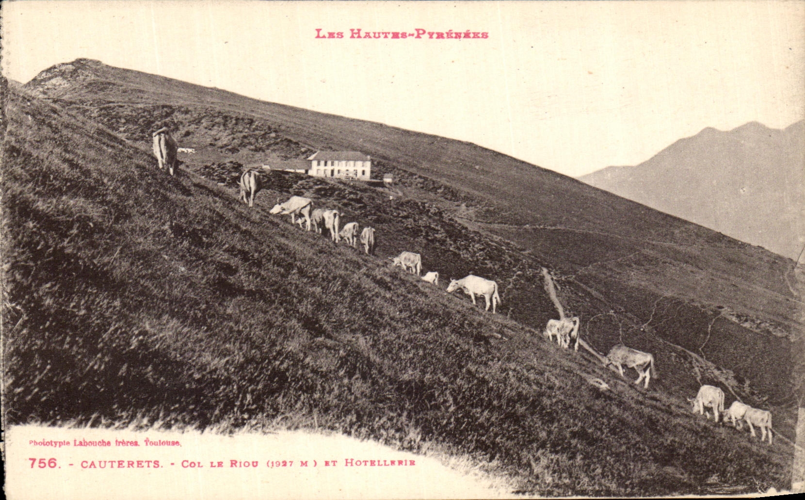 VINTAGE POSTCARD Cauterets Collar Riou and hotel trade