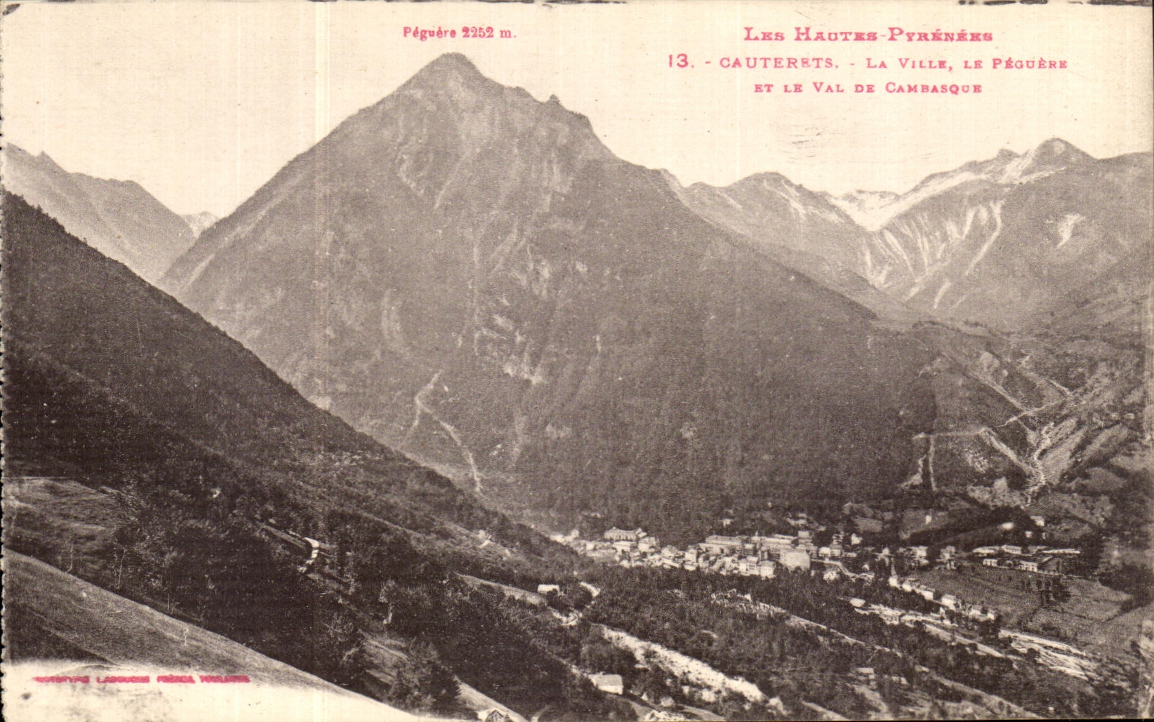 VINTAGE POSTCARD Cauterets the City Peguere and the valley of Cambasque